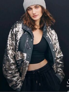NWT Free People Hit The Slopes Sequin Jacket XS